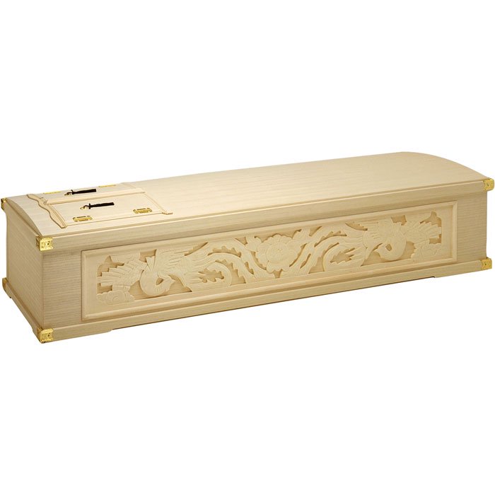 二面彫刻インロー棺｜木製の棺・完成棺（棺桶）