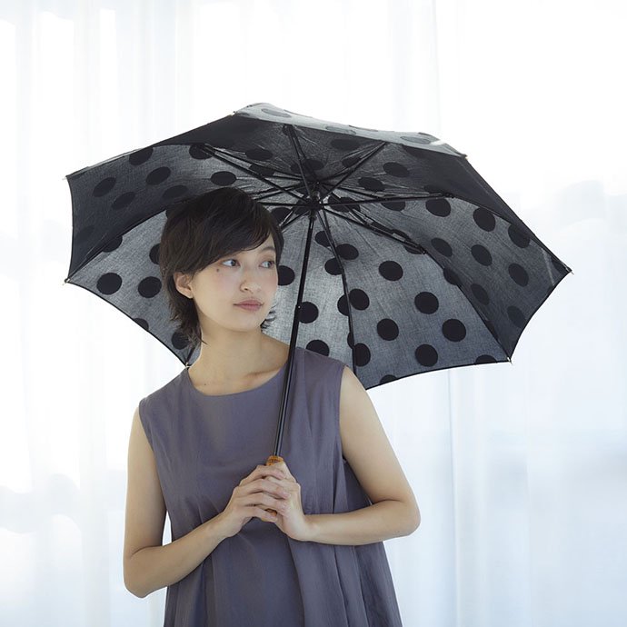 restfolk レストフォーク 晴雨兼用 日傘  ジャガード 折りたたみ 折り畳み ブラック おすすめ かわいい 日本製 /イメージ1