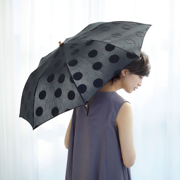 晴雨兼用 日傘  ジャガード 折りたたみ 折り畳み ブラック おすすめ かわいい 日本製