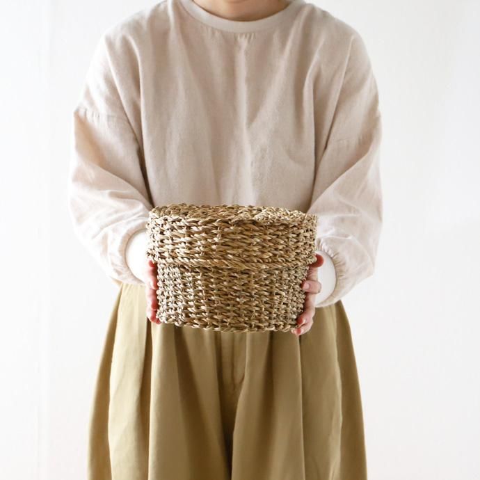 シーグラスの蓋付きバスケット S - ハシュケ［hushykke］