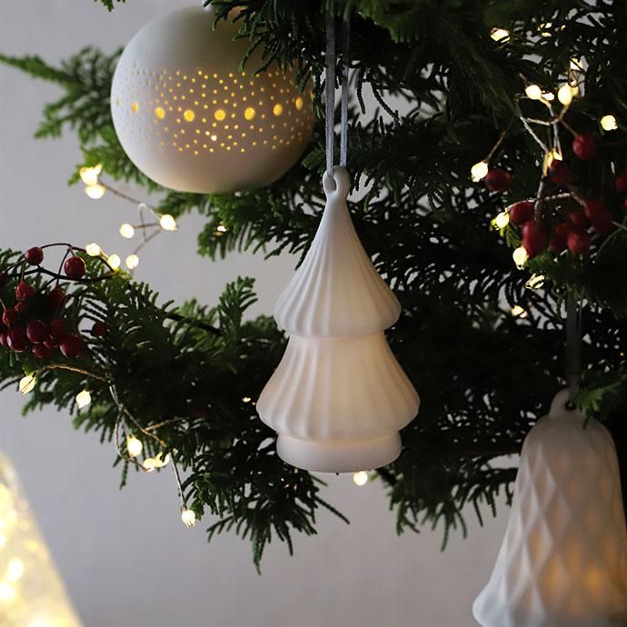 モネママ様 オ・タン・ジャディス 壁飾り　オーナメント3個セット 半磁器のLEDオーナメント［ツリー］ - ハシュケ［hushykke］