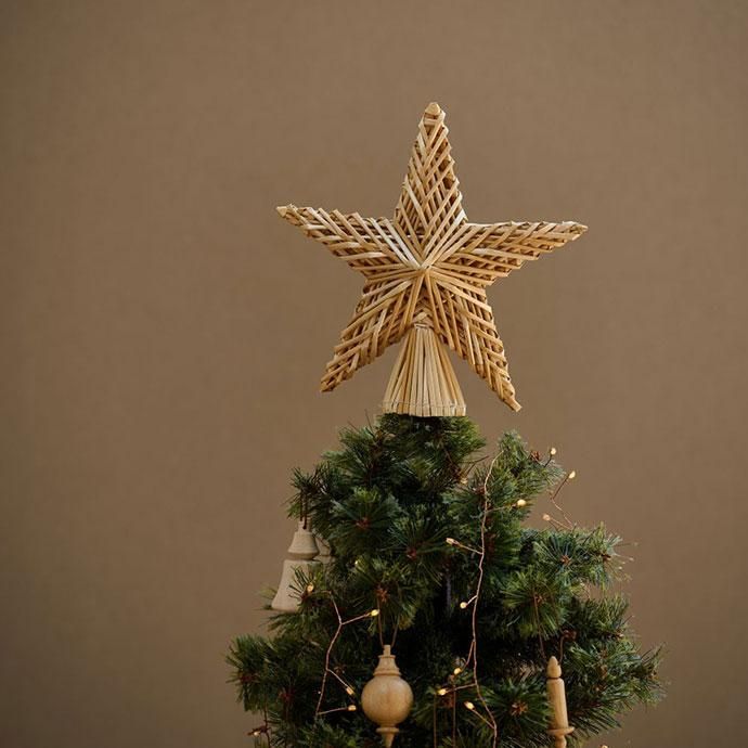 クリスマス ツリー トッパー オーナメント スター 星 飾り ストロー 天然素材 ナチュラル インテリア