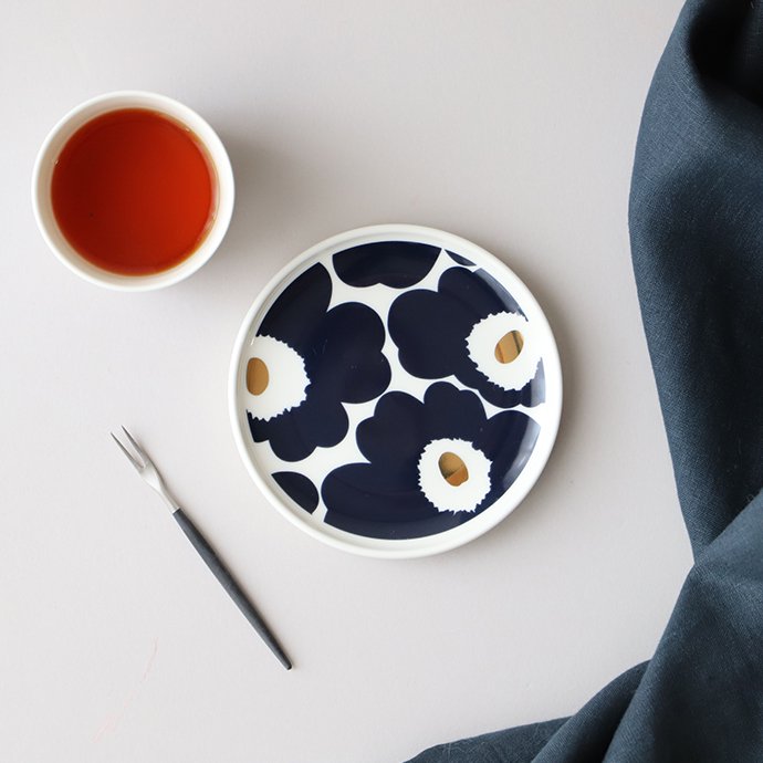 marimekko｜マリメッコ プレート［Unikko ウニッコ］プレート（ネイビー×ゴールド）13.5cm 日本限定 -  北欧とインテリア雑貨のオンラインショップ｜ハシュケ［hushykke］