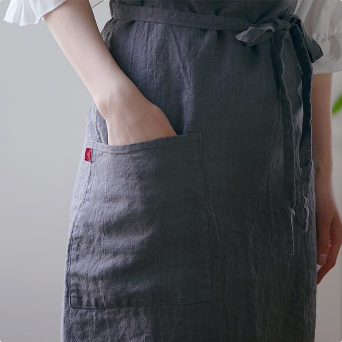 リーノ　エ　リーナ　フルエプロン　リネン100% グレー　レタス2点 nonwashed_0_a.jpg