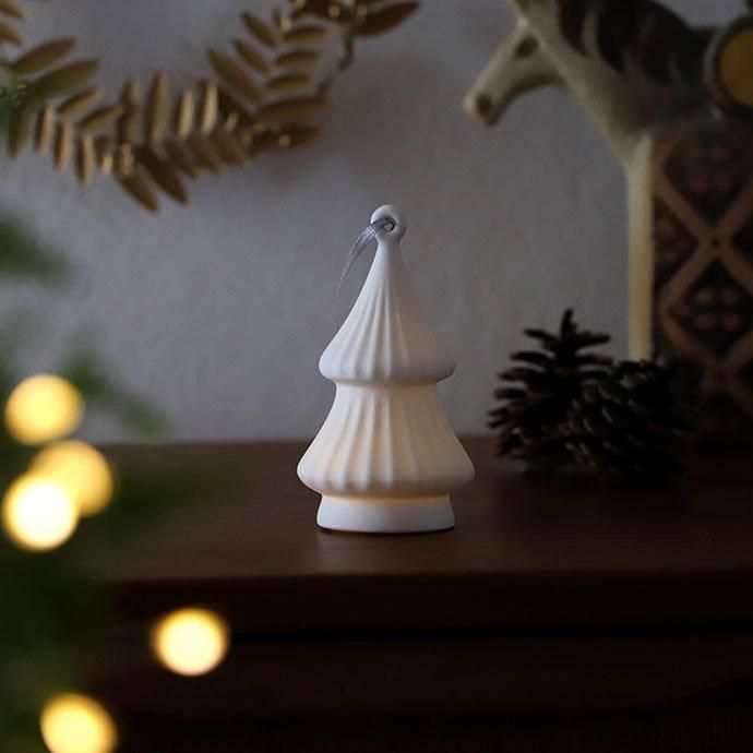 半磁器のLEDオーナメント［ツリー］ - ハシュケ［hushykke］