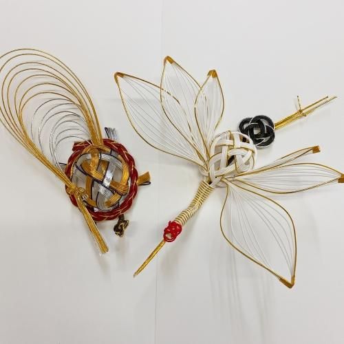 つまみ細工・水引 鶴・亀・松竹梅セット ① つまみ細工・水引 鶴・亀