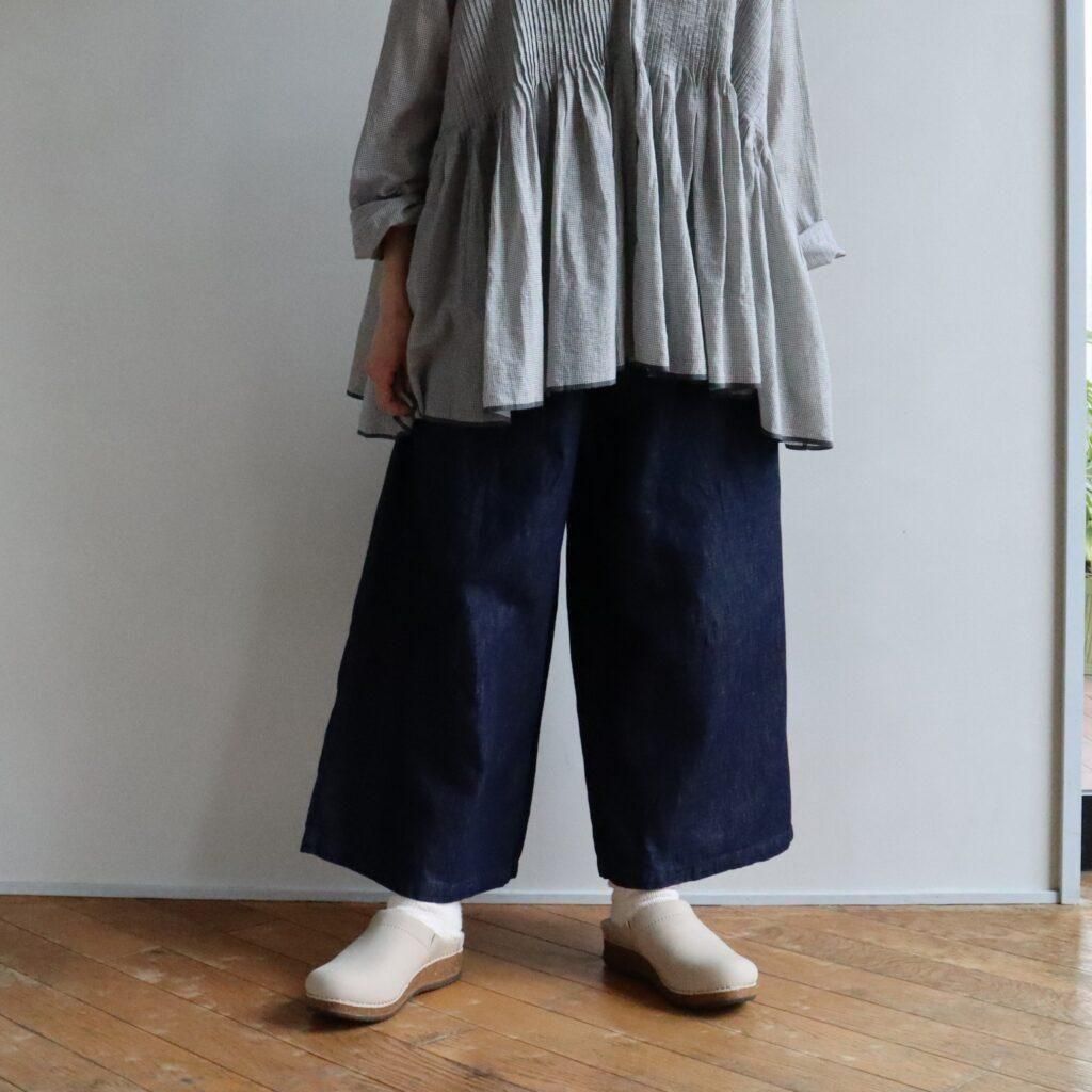 maison de soil｜WASHED COTTON / LINEN DENIM WIDE EASY PANTS