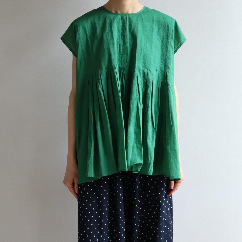 maison de soil｜80s ORGANIC VOILE PLAIN CREW-NECK F/SLEEVE SHIRT WITH INVERTED PLEAT　