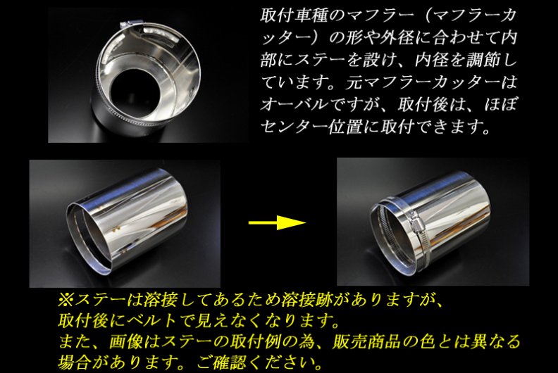 ハリアー 80系 テーパー マフラーカッター 100mm ブラック ブラック