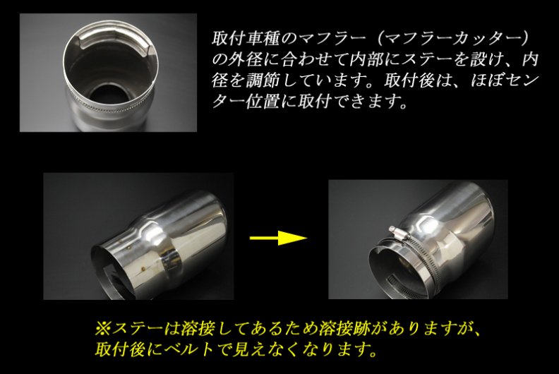 CX-8 ユーロ マフラーカッター 100mm シルバー 耐熱ブラック塗装 2本