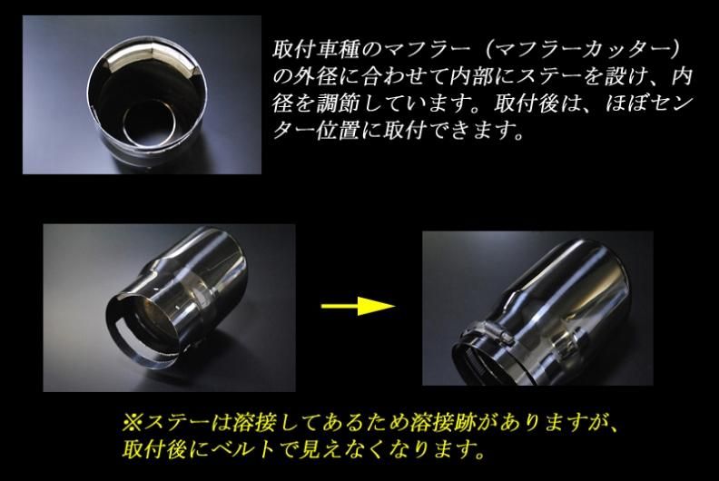 CX-8 ユーロ マフラーカッター 100mm ブラック 耐熱ブラック塗装 2本 鏡面 高純度 SUS304ステンレス MAZDA - RIDERS  HOUSE