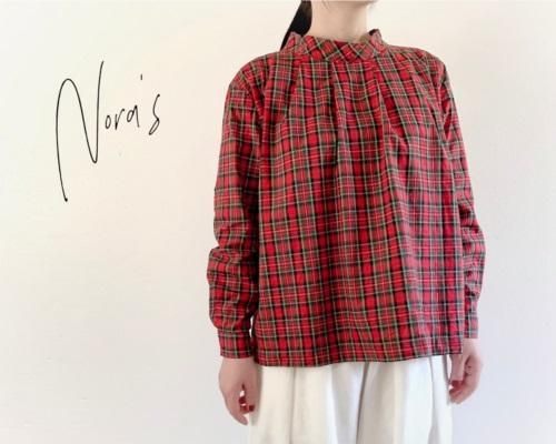 Nora's～ スタンドカラータックブラウス/サイズ展開有