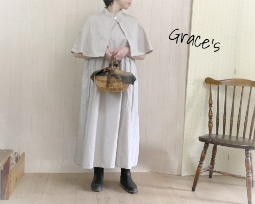 ～Grace's～ スタンドカラーケープ/サイズ展開有 - 【ワンピース・ブラウス・パンツのパターン型紙・リネン等布地・レースのお店】webshop　 many drops.