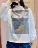 Thomas magpie　long tee shirt SMOKING/white onesize[2231841]