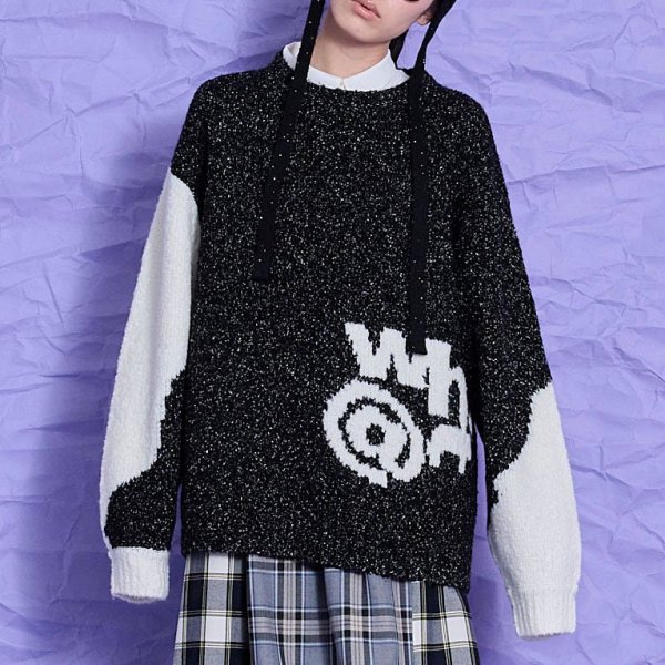 Thomas magpie　knit “WH@T” /black 38size [2243703］ - INTOXIC(イントキシック),THOMAS  MAGPIE(トーマスマグパイ)の通販｜JUMPIN BEAN -ジャンピンビーン-