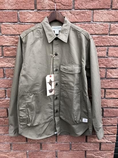 SASSAFRAS/ササフラス】Digs Crew Half Herringbone Olive