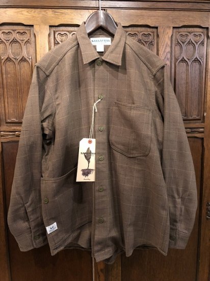 SASSAFRAS/ササフラス】Diggin Half /Cotton Herringbone Check /Olive