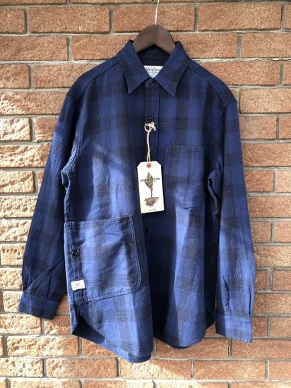 SASSAFRAS/ササフラス】Diggin Shirt / Cottonlinen Check Blue