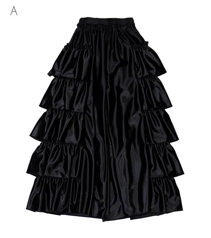 Floor length black ruffle skirt sale