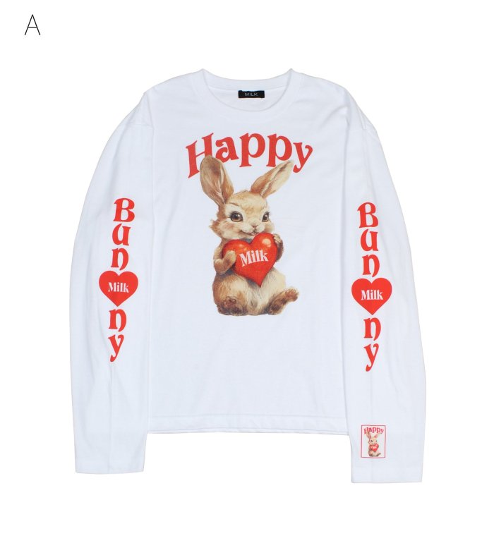 HAPPY BUNNY ロングT - MILK MILKBOY OFFICIAL ONLINE SHOP | milk inc.