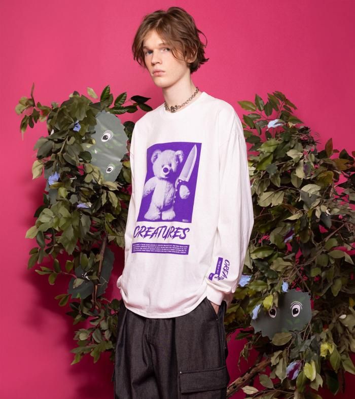 KNIFE BEAR L.S. TEE - MILK MILKBOY OFFICIAL ONLINE SHOP