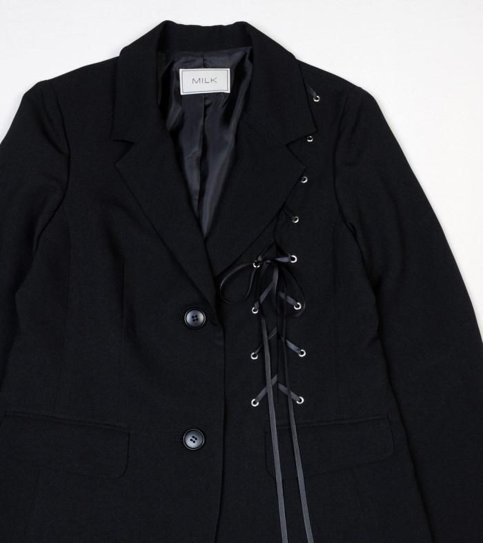 新品 MILK Ribbon Eyelet JK グレーストライプ ピンクリボン