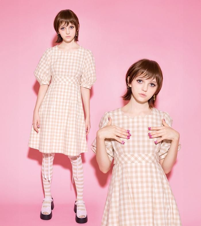 y2k MILK ミルク　ピンクギンガムチェックワンピース　原宿デコラ　ロリィタ y2k MILK ミルク ピンクギンガムチェックワンピース 原宿デコラ