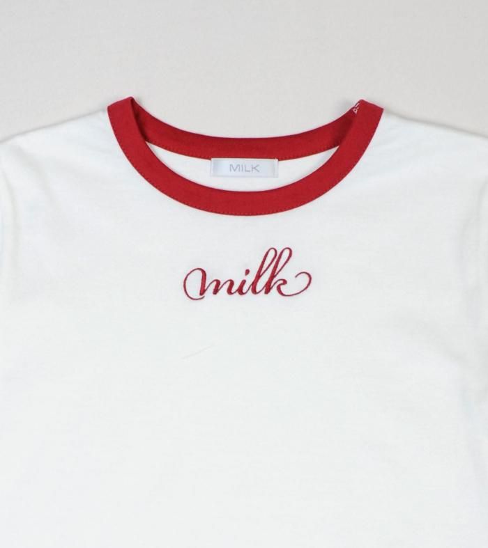 MILK - MILK 袖刺繍　Ｔシャツ　胸ロゴ　ミルク　デッドストック　赤　レッド綿100% MILK 袖刺繍 Tシャツ 胸ロゴ ミルク デッドストック 赤 レッド