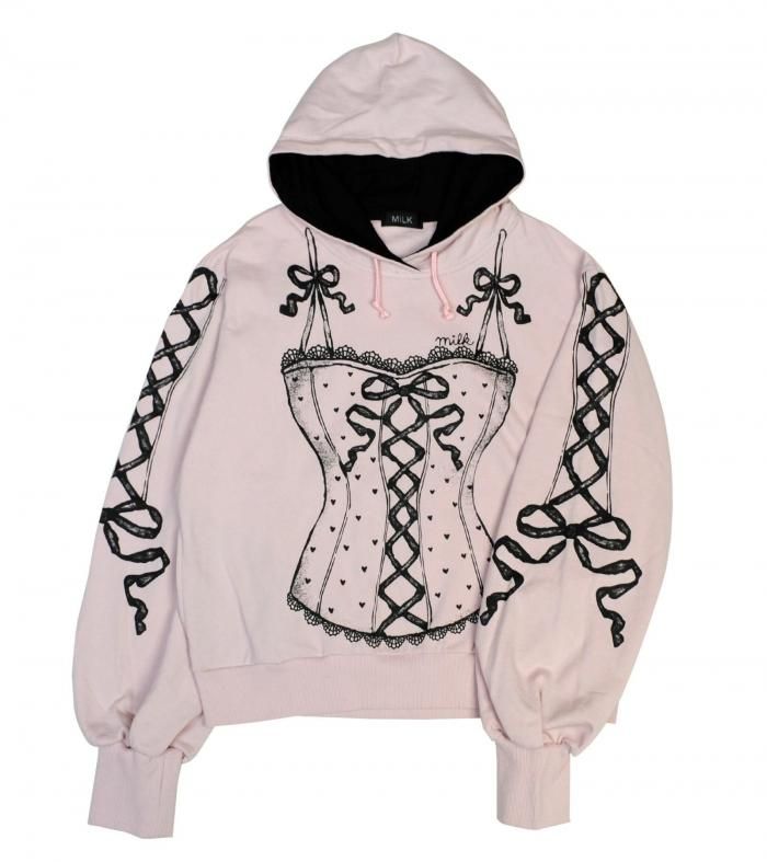 ミルクボーイ　ベアパーカー　ランドバイミルクボーイ　MILK セカオワ　きゃりー MILKBOY】NEVER SAY NEVER HOODIE （ブラック×ブラウンベアー