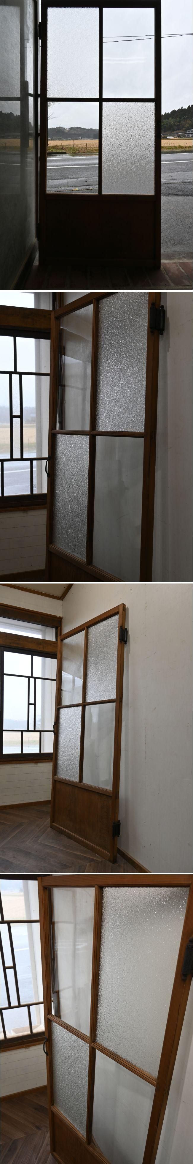 年末のプロモーション大特価！ 古い市松格子ダイヤガラスドア 建具 アンティークアトリエ扉 建具