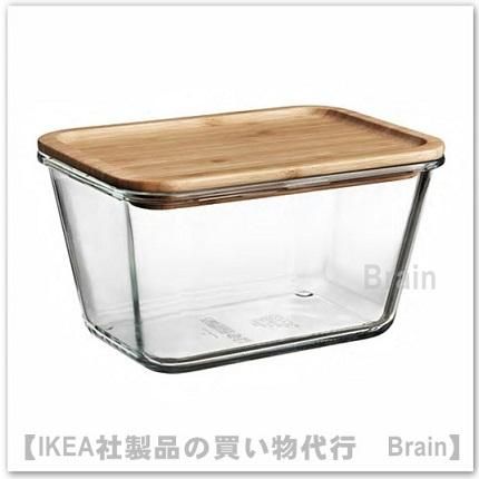 IKEA 365+ 保存容器 ふた付き, 正方形 ガラス/竹, 600 ml - IKEA