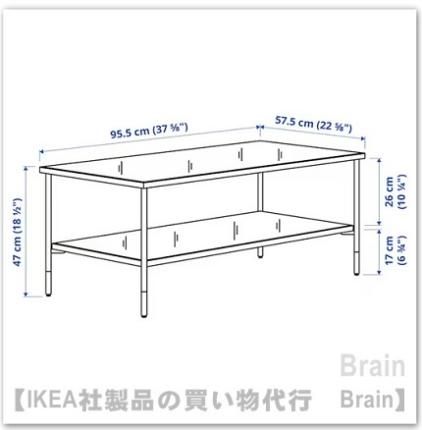 ÄSPERÖD/エスペロード：コーヒーテーブル96x58 cm（ブラック/ガラス