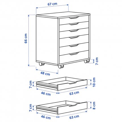 ALEX/アレクス：引き出しユニット キャスター付き67x66 cm（ホワイト） -  ＩＫＥＡ通販オンライン/イケア社製品の通販・買い物代行【Brain】