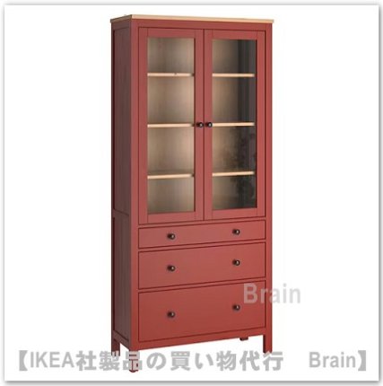 本体はバラせません【3/12まで300円＋送料】IKEA ガラス扉の赤い本棚