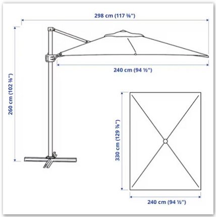 SEGLARÖ/セグラロー：ハンギングパラソル/角度調節可能330x240 cm（チャコール） - ＩＫＥＡ通販オンライン/イケア 社製品の通販・買い物代行【Brain】