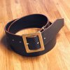 OILED LEATHER BELT / BK -34inch