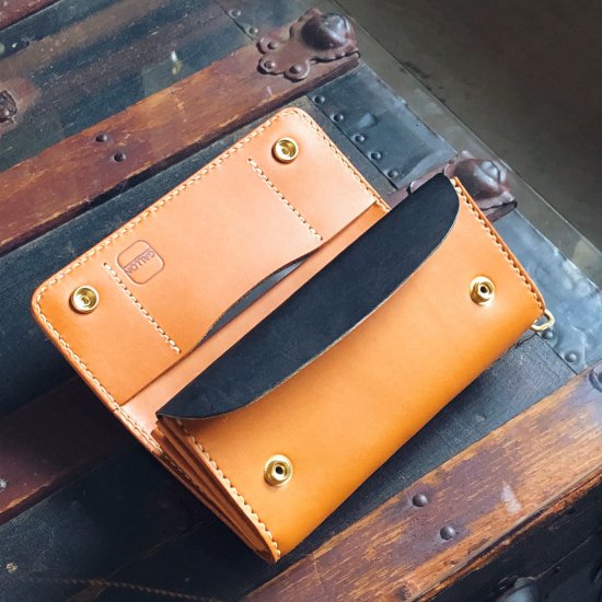 オーダーメイド - ガゼットレザーロングウォレット / キャメル×ブラック（GUSSET LEATHER LONG WALLET / CL×BK）