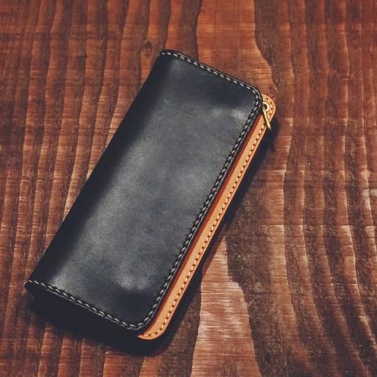 SLIM LEATHER LONG WALLET / BK×CL（スリムレザーロングウォレット / ブラック×キャメル）