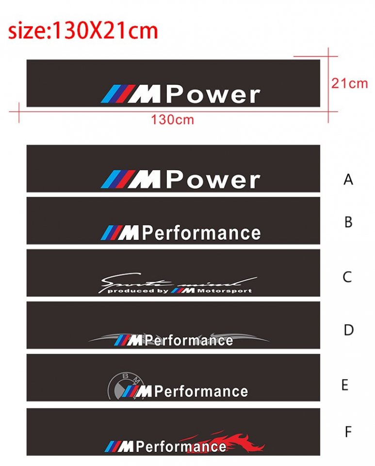 BMW BMW E46 E30 E34 E36 E39 E53 E60 E90 M3 M5  M6カーウィンドウステッカーMステッカーフロント風防サンシェードデカール - AOYAMA PITIN