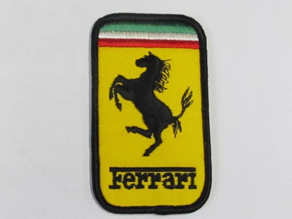 ワッペン　縦長アイロンワッペン　(サイズ：縦90mmＸ横52mm)　刺繍ロゴ　PITIN　Ferrari　AOYAMA