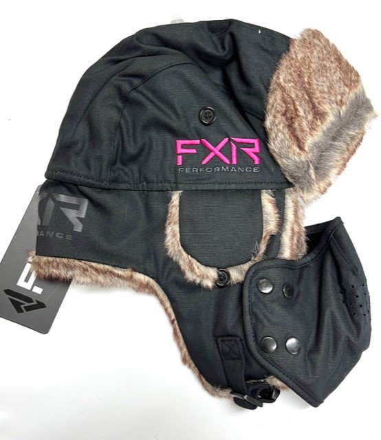 FXR スノーモービル 防寒 帽子 Trapper Hat ブラック/ピンク Black/Elec Pink-  スノーモービル用品をカナダから発送『スノーテックカナダ』