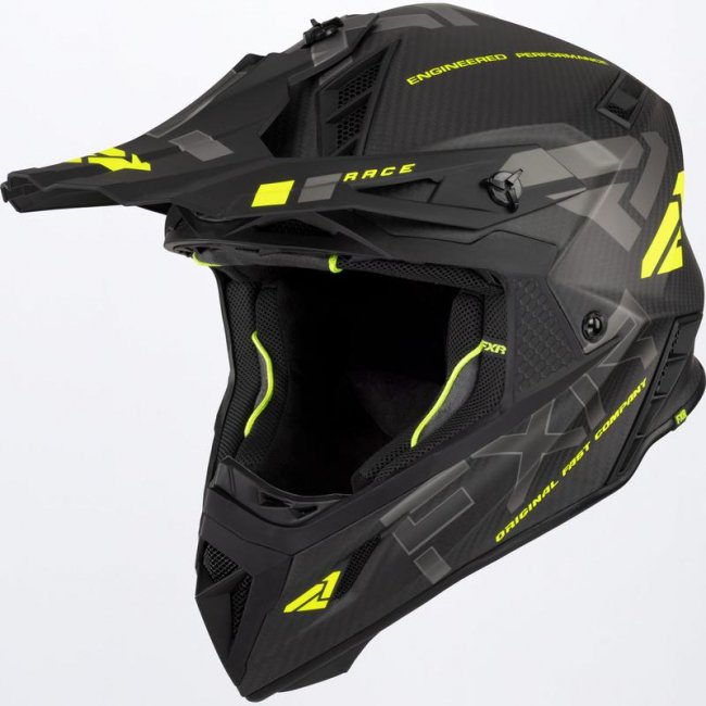 FXR Racing スノーモービル カーボン ファイバー 軽量ヘルメット HELIUM CARBON ブラック/イエロー HI  VIS/CHARCOAL