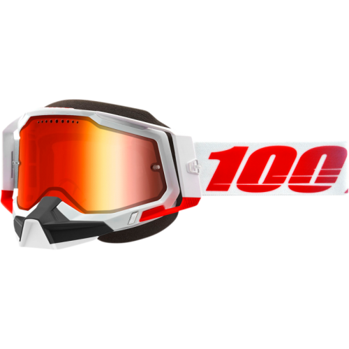 100% RACECRAFT 2 SNOW スノーモービル ゴーグル ホワイト/レッド ST-KITH - MIRROR RED LENS