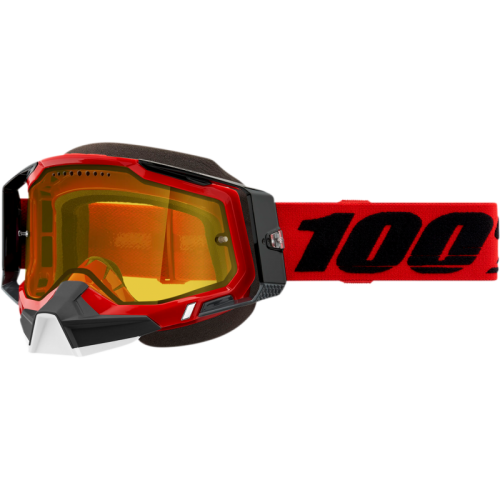 100% RACECRAFT 2 SNOW スノーモービル ゴーグル レッド RED - YELLOW LENS