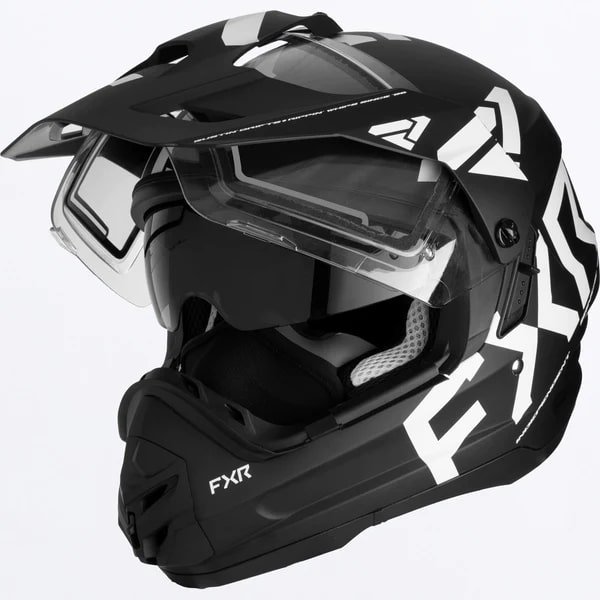 FXR スノーモービル TORQUE X TEAM HELMET 軽量ヘルメット ヒートシールド ブラック/ホワイト BLACK/WHITE