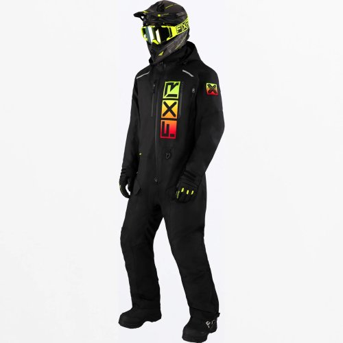 FXR Racing スノーモービル 軽量 ワンピース シェル スーツ RECRUIT LITE MONOSUIT ブラック/シャーベット  BLACK/SHERBERT | スノーモービル用シェルスーツ - スノーモービル用品をカナダから発送『スノーテックカナダ』
