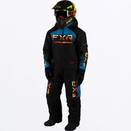 FXR Racing ワンピース RECRUIT MONOSUIT 子供用 スノーモービルスーツ ブラック/ブルー/インフェルノ  BLACK/BLUE/INFERNO