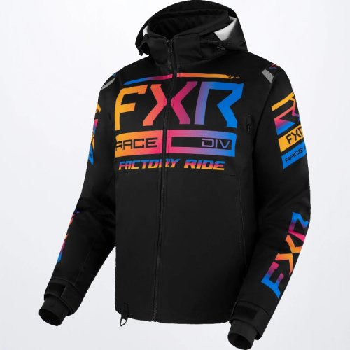 FXR Racing RRX Jacket スノーモービル ジャケット ブラック/スペクトラム BLACK/SPECTRUM |  撥水加工、防水/通気性良好 - スノーモービル用品をカナダから発送『スノーテックカナダ』