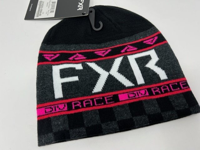 2023 FXR Racing RACE DIVISION BEANIE スノーモービル 防寒 ニット帽 ビーニー ブラック/ピンク  BLACK/ELEC PINK - スノーモービル用品をカナダから発送『スノーテックカナダ』