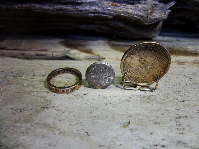 France 20 Centimes Coin Ring / フランス 20サンチーム コインリング - used clothing ＆  original handmade BB LUCK